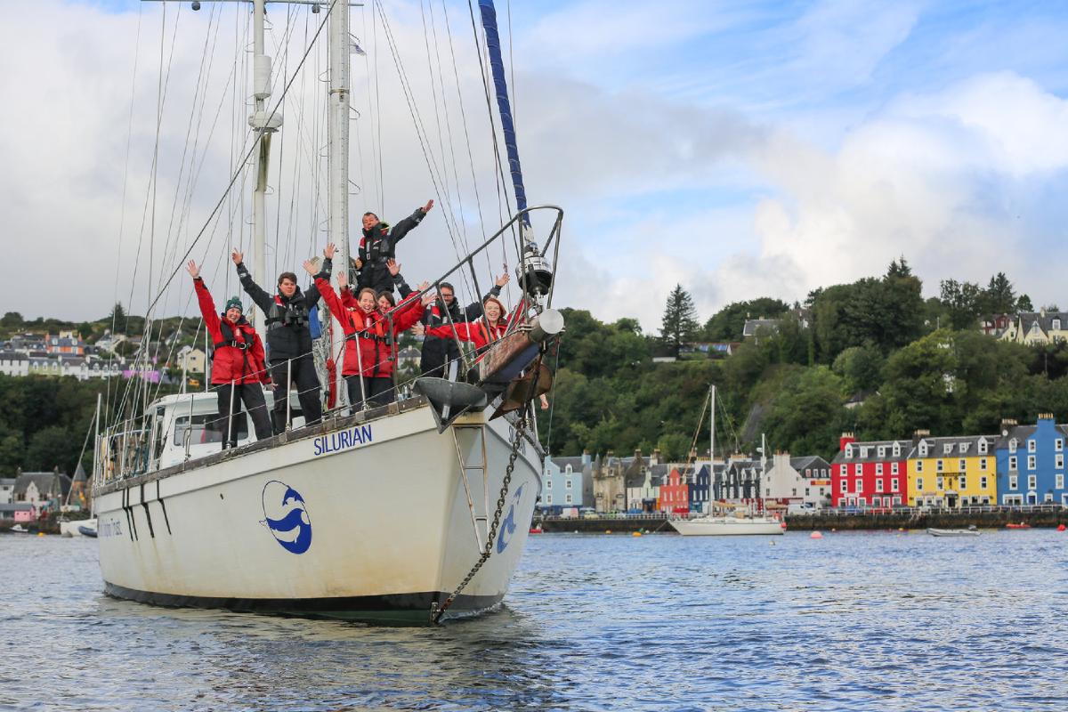 _The Hebridean Whale and Dolphin Trust’s research vessel ‘Silurian’ in Tobermory harbour_ ©HWDT